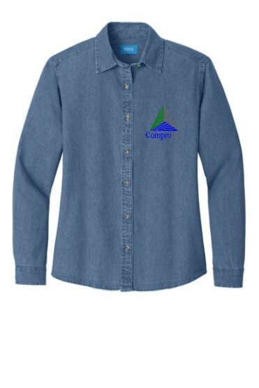 Ladies Oxford  Denim Shirt Faded Blue